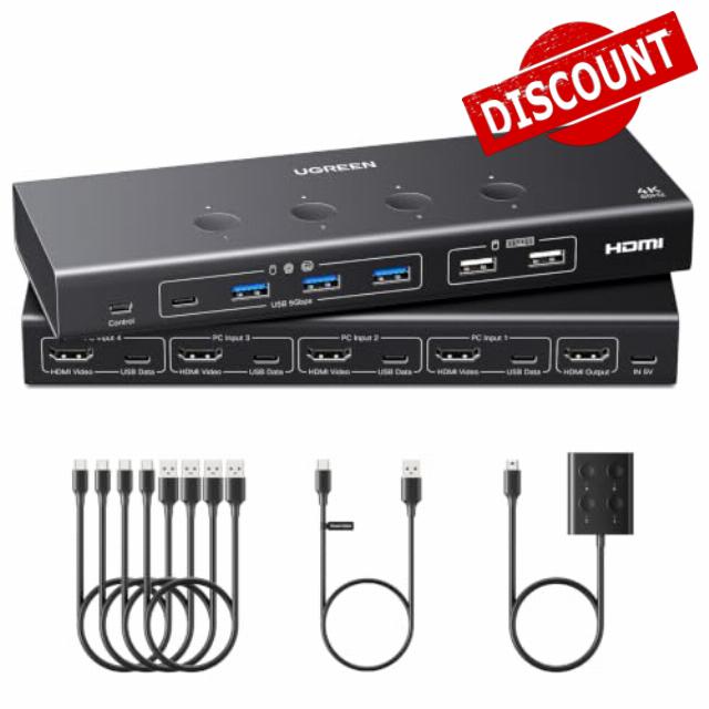 UGREEN HDMI KVM Switch 4 Computers Share 1 Monitor