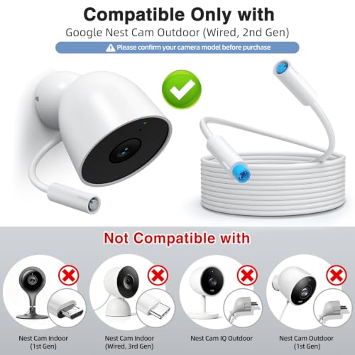 2nd Gen)                                                          50ft/15m Extension Charge Cable with 5ft/1.5m 12V Power Cord Adapter Weatherproof Outdoor Power Cord Continuous Power Supply