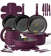 CAROTE 21pcs Pots and Pans Set, Nonstick Cookware Set Detachable Handle, Induction Kitchen Cookwa...
