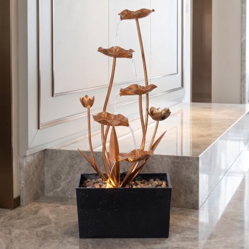 Flower Metal Tiered Floor Standing Waterfall for Garden Patio Yard & Porch Decor