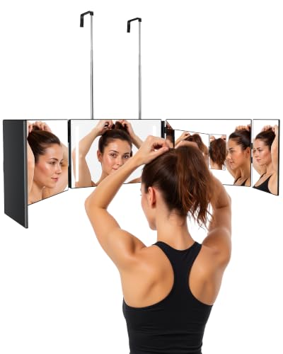 Self Hair Cutting Mirror Shower Mirror 5-way 360° mirror with 2 extra side mirrors vs 3-way. Rechargeable LED