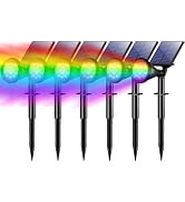 WELALO Solar Lights Outdoor Waterproof Flag Spotlights 6 Pack (Colored) | 7 Modes Color Changing ...