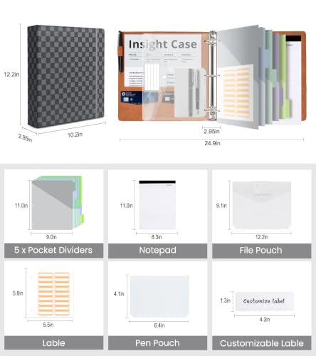 Leather Clipboards for School Office(Black Grid