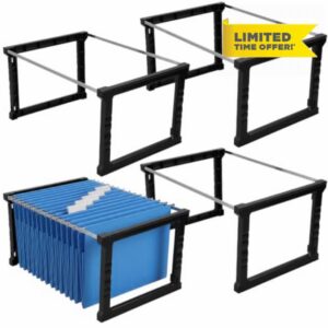 Dispowreath 4 Pcs Hanging File Frame Adjustable 14-18 in Rack Cabinet Rail                                                          Fits Letter legal Size