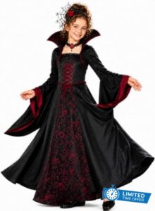 Girls Vampire Costume for 3-6 6-9 9-12 Scary Draculaura Halloween Costumes                                                          Vampire Costume for Girls with Headband