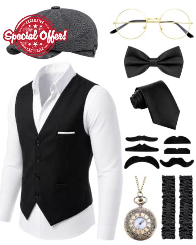 9 Pcs 1920s Mens Costume