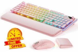 EWEADN V98 Wireless Keyboard and Mouse Combo with Dual Wrist Rest