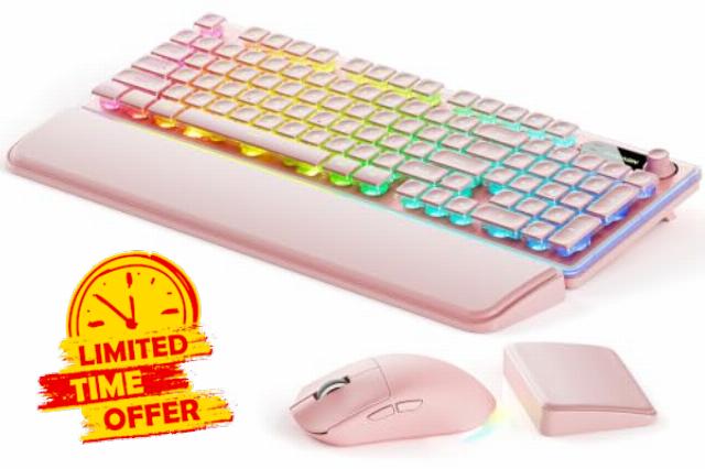 EWEADN V98 Wireless Keyboard and Mouse Combo with Dual Wrist Rest