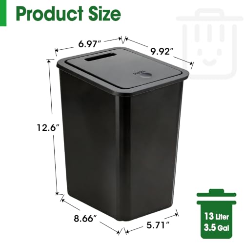 13L/3.5 Gal Small Garbage Can with Press Top Lid