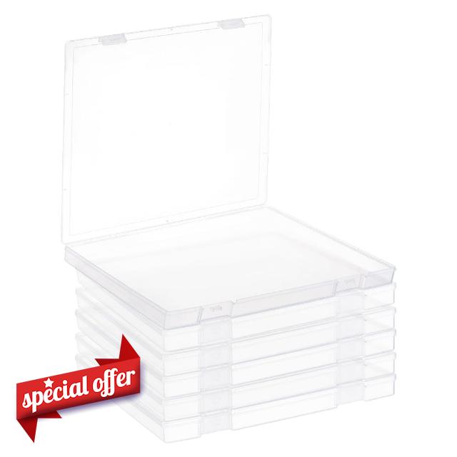 WADORN 6Pcs 13" x 13" Scrapbook Paper Storage with Secure Latch Lid