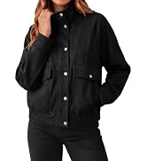 luvamia Faux Suede Jackets for Women Stand Collar Zip Up Bomber Jacket Coat | Funnel Neck for Win...