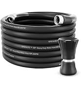 SPECILITE 5/8" Hot/Cold Water Hose 50 ft with High Flow Nozzle,Heavy Duty Flexible Rubber Garden ...