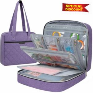 Anitor Craft and Sewing Supplies Storage Tote Bag with 25 Clear Pockets                                                          Large Sewing Bag Organizer for Cross Stitch