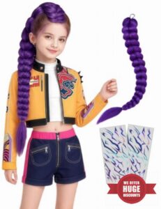 Pop Singer Costume Golden Kids Girls Halloween Outfit with Braid Stickers                                                          Stage Performer Costume