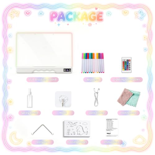 Gifts for Kids                                                          Remote Control Doodle Neon Glow Pad with Built-in Stand Tracing Book 12 Markers