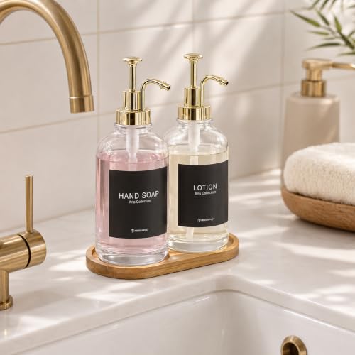 Refillable Kitchen Soap Dispenser with Residue Free Labels
