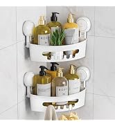 LEVERLOC Shower Caddy Suction Cup Set Shower Organizer & Soap Holder & Toothbrush Holder, Bathroo...