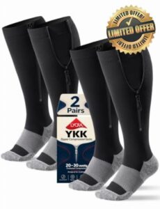 2 Pairs Wide Calf Compression Socks for Women Men (YKK Zipper)