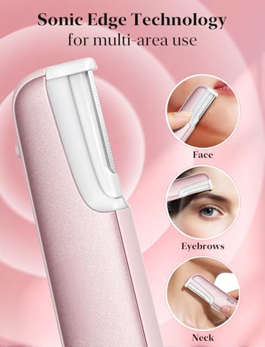 Dermaplaning Tool for Face Pure Pink Facial Hair Remover with Sonic Edge Technology