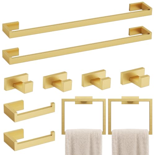 Brushed Gold SUS304 Stainless Steel Towel Bar Set Includes Towel Bar
