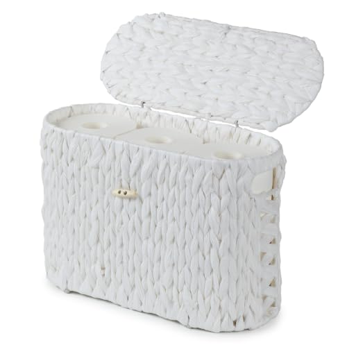 Paper Rope Wicker Bathroom Organizer for 6 Mega Rolls