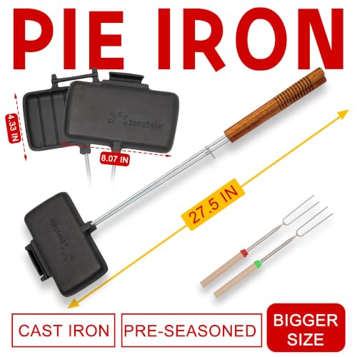 Campfire 5.1" Mountain Pie Maker with 22.6" Thickened Handles & Smores Sticks
