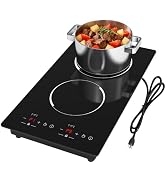 Double Induction Cooktop, WABK 2300W 2 burner Induction Cooker Cooktop, 110V Countertop & Built-i...
