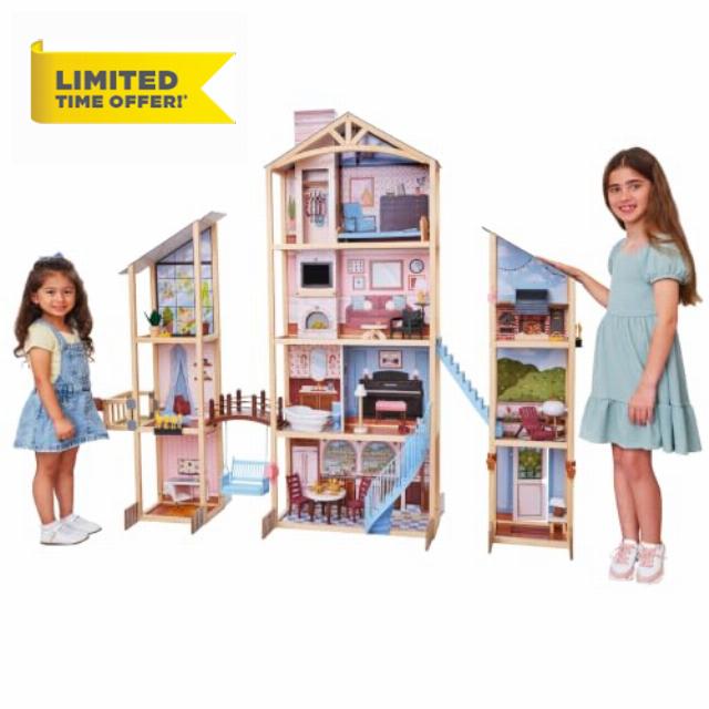 KidKraft Kraft Your Way™ Magnolia Mansion Dollhouse; 71 Pc Amazon Exclusive                                                          5-Ft-Tall Dollhouse w/ Lights & Sounds