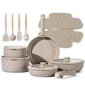 CAROTE Pots and Pans Set, Nonstick Cookware Set Detachable Handle, 19pcs Induction Kitchen Cookwa...