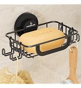 LEVERLOC Soap Dish, Soap Bar Holder for Shower Suction Cup Wall Mounted, Stainless Steel No-Drill...