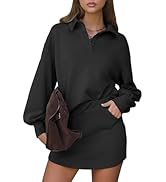 EXLURA Womens 2 Piece Sets Polo Sweatshirt Skort Set Airport Long Sleeve Matching Workout Sets Te...