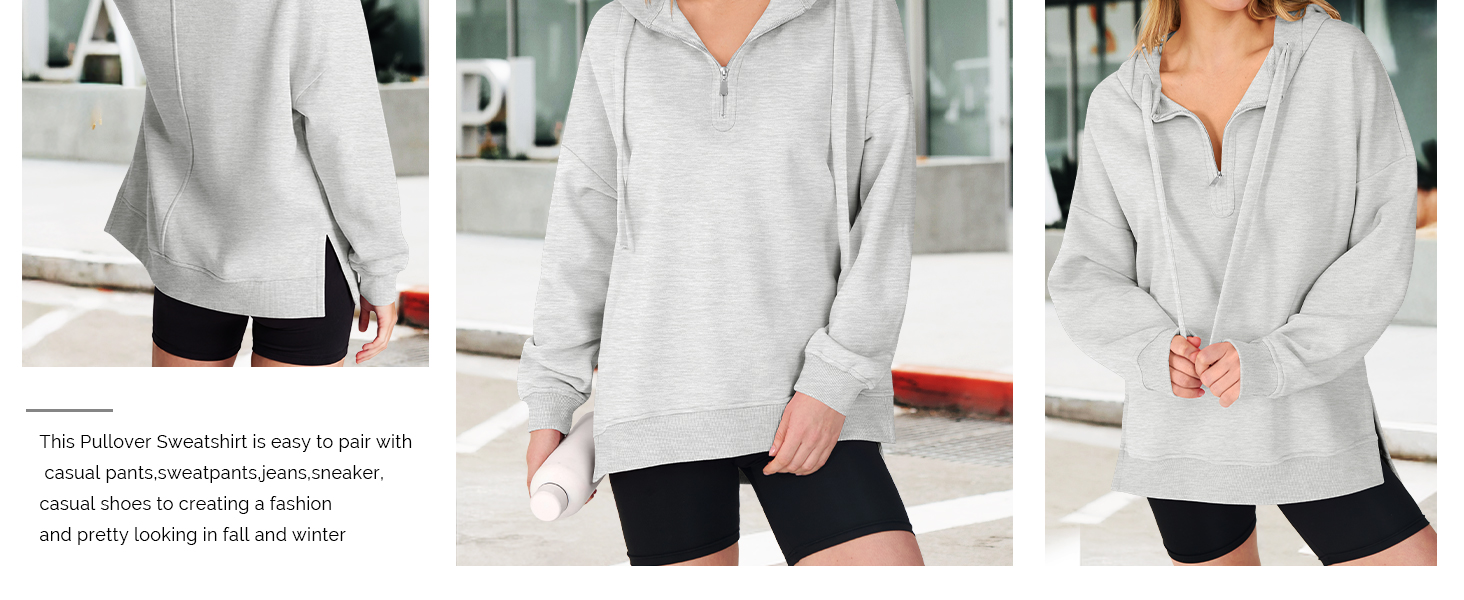 Cozy Drawstring Fleece Tunic Sweatshirt, Loose Fit Long Sleeve Tops,Casual & Daily Leggings Outfits