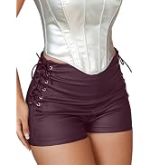 Avanova Women Faux Leather High Waist Summer Shorts Lace Up Sexy Shorts