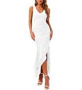 BTFBM Women's Maxi Dresses Fall 2026 Wedding Guest Dress | Long Sleeve, Ruched Bodycon, Square Ne...