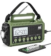 NOAA Weather Radio with S.A.M.E. Alerts, Solar Hand Crank, 12000mAh Battery | Portable Emergency ...