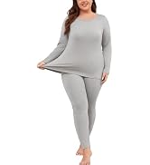 COOTRY Plus Size Thermal Underwear for Women Fleece Lined Long Johns Base Layer Top and Bottom Se...