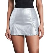 Avanova Women Faux Leather Skorts Double Slit Mini Skirt High Waisted | Built-In Shorts, Matte St...
