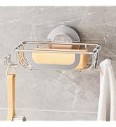 LEVERLOC Soap Dish, Soap Bar Holder for Shower Suction Cup Wall Mounted, Stainless Steel No-Drill...