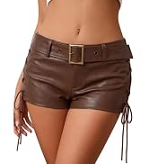 Leather Shorts for Women Sexy Lace Up Mini Shorts Y2K Going Out Bottoms | Faux Leather Material, ...