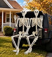 Znorso Halloween Decorations Outdoor, 2 Pack Witches Cauldron Set with Fog Effect, Skeleton and G...