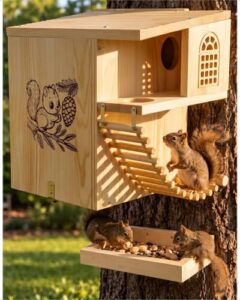 16.5" Large Heavy Duty Weatherproof Solid Wood Squirrel Nesting Box with Porch