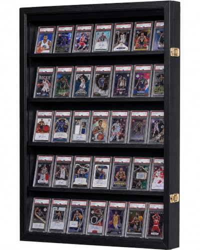 Wall-Mount Black Frame 1Pack Holds 35 graded cards in five rows