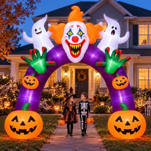Giant Scary Halloween Arch Blow Up Yard Decorations for Front Yard Lawn Garden Deco