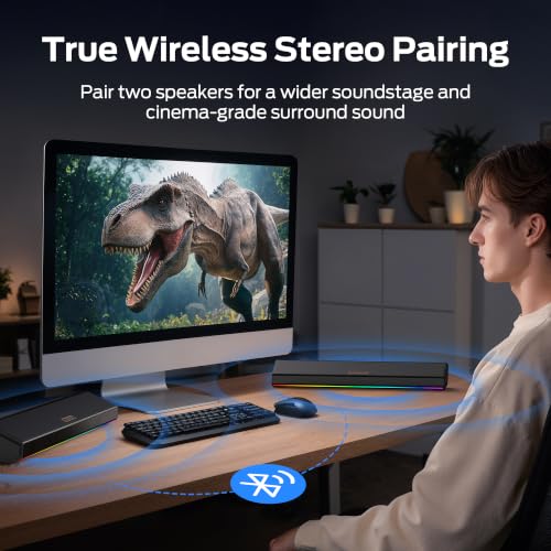 Bluetooth 6.0 & 3.5mm Aux-in PC SoundBar