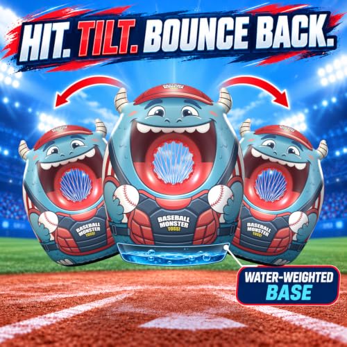 Inflatable Target with Soft Solid Balls Monster baseball toss game with an inflatable pitching target and soft solid balls for indoor