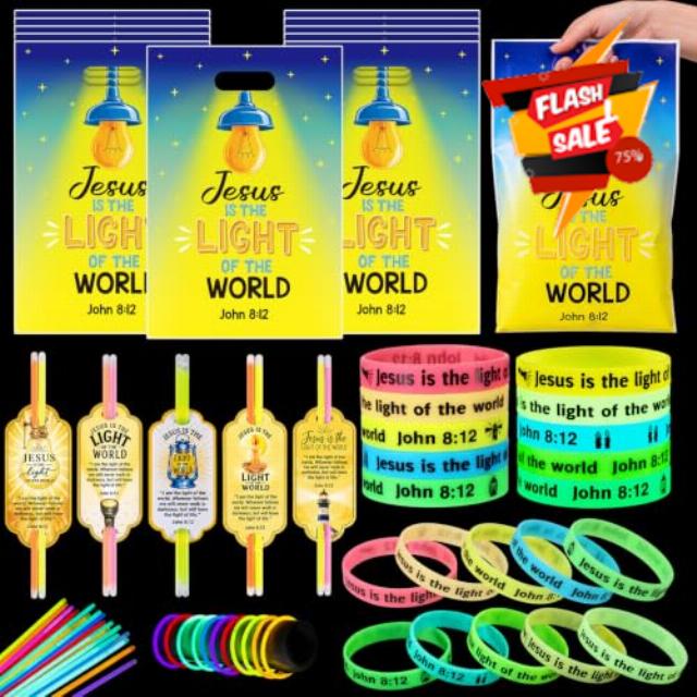MiniInflat 250 Pcs Christian Halloween Jesus Is The Light of The World Gift                                                          Non Candy Halloween Church Favor