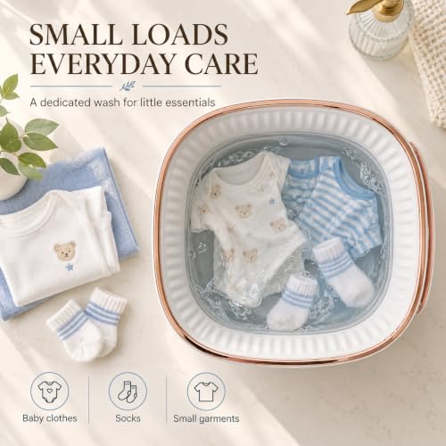 Foldable Mini Washer with Spin Basket Quick-fold design; 3 modes; mesh laundry bag and 4 folding hangers; for underwear