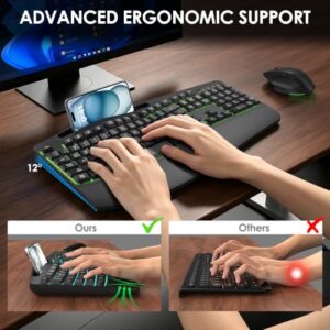 7-Color Backlit Wave Keys                                                          Rechargeable full-size wave keyboard