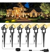 CREPOW Green Landscape Lights Outdoor, 14 LED Landscape Lighting with US Plug, IP65 Waterproof Sp...