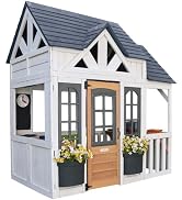 KidKraft Riverscape Wooden Playhouse with Working Doorbell, Fence, Kitchen and Pet Door